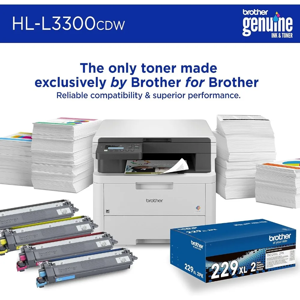 HL-L3300CDW Wireless Digital Color Multi-Function Printer with Laser Quality Output, Copy & Scan, Duplex, Mobile | Includes