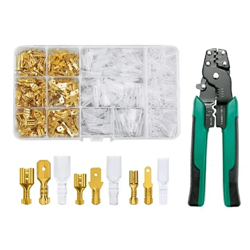AT51-900Pc Crimp Terminal U/O Shaped Splicing Termination 2.8/4.8/6.3Mm Wire Connector Cable Termination Plier