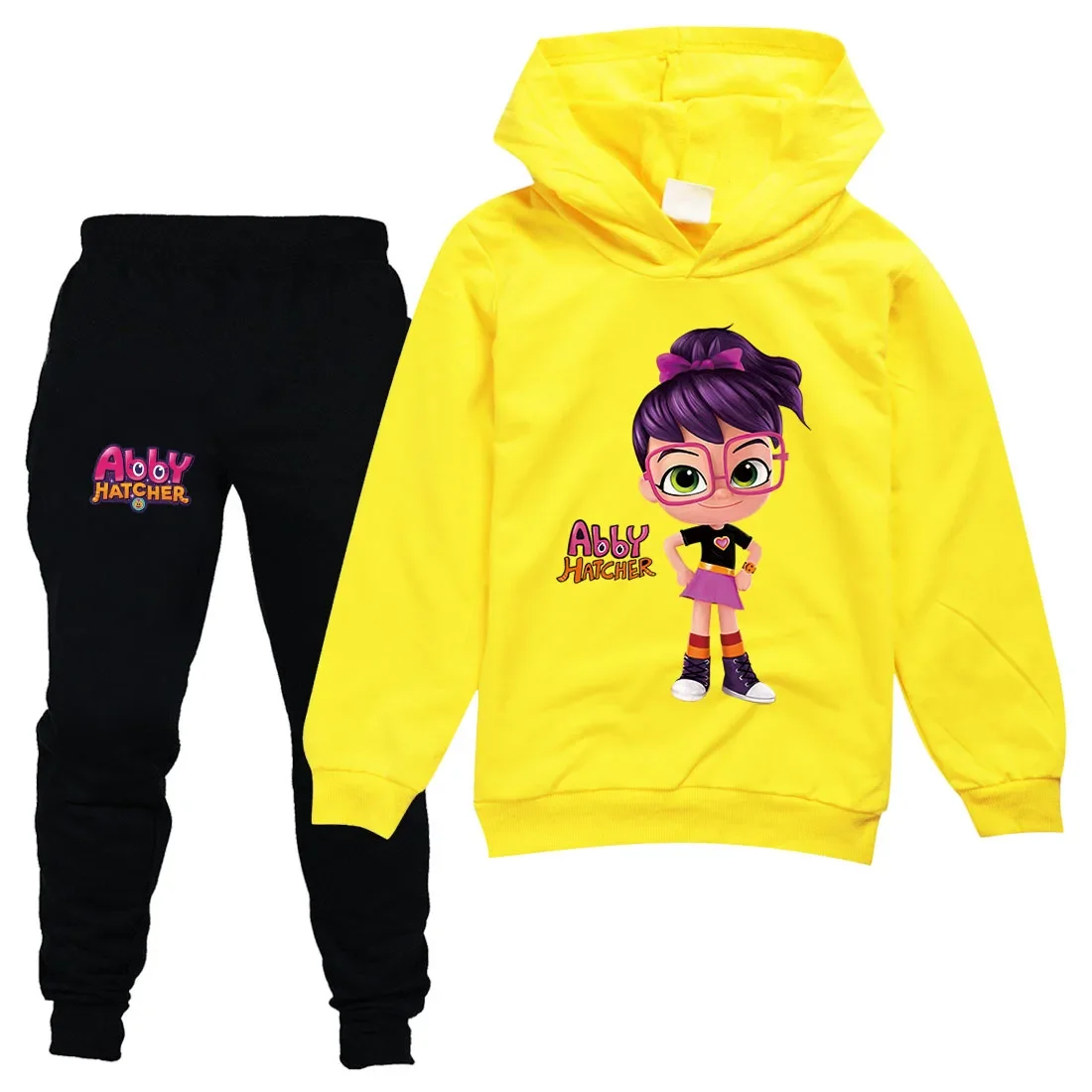 Abby Hatcher Hoodie Kids Hoody Sweatshirt +jogging Pants 2pcs Sets Boys Cartoon Clothes for Teen Girls Casual Outifts