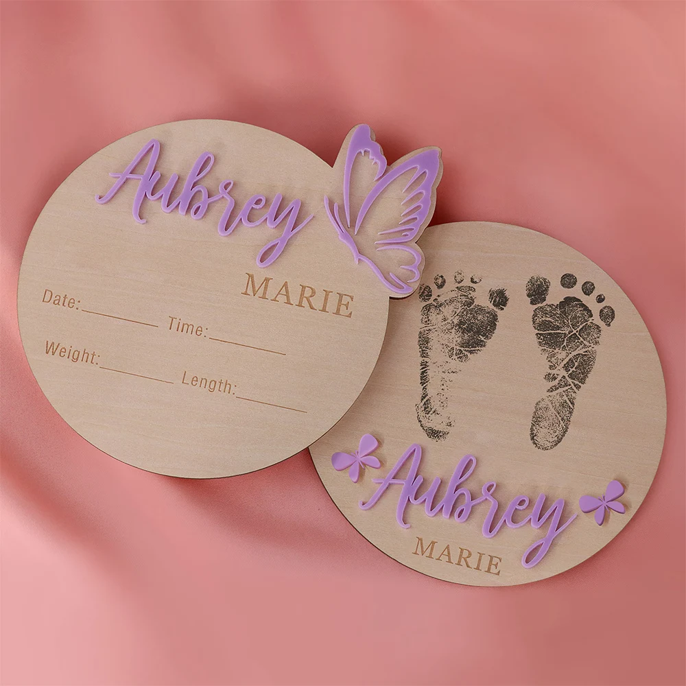 Personalized Butterfly 3D Name Sign for Hospital Custom Wooden Baby Name Announcement Sign Photo Prop Baby Shower Nursery Gift