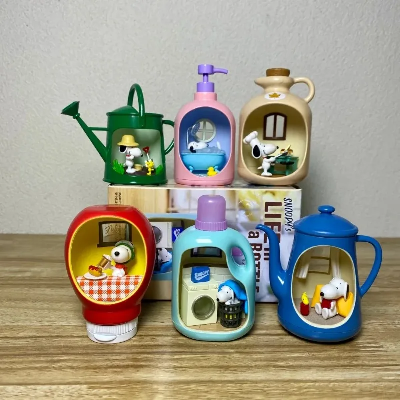 

Снупи «Жизнь в бутылке», слепая коробка, игрушки, миниатюрная сцена, милая аниме-фигурка Снупи, модель куклы, игрушки, коллекционные украшения, подарки для детей