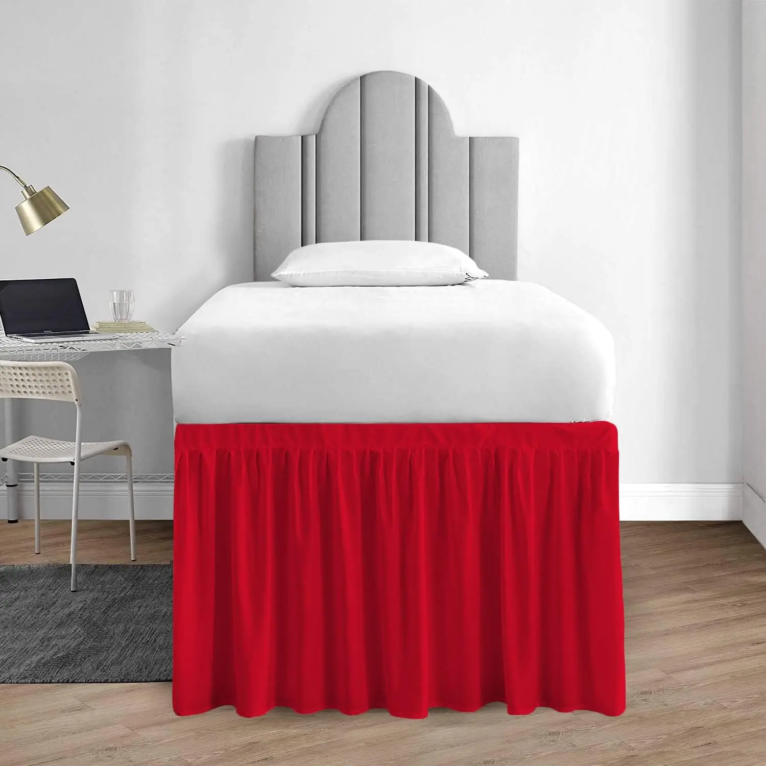 

1000 Series College Dorm Room Bedskirts Twin Xl Extra Long Ruffled With Split Corner Elegant Design Premium Brushed Microfiber