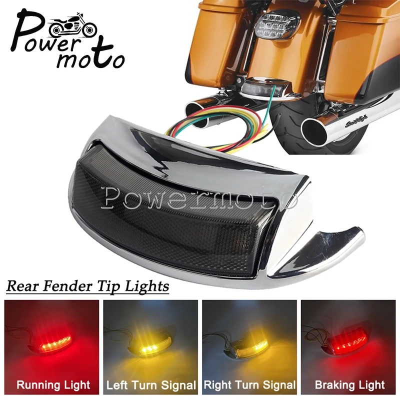 Mudguard Lamp Smoke Lens Rear Fender LED Tip Light For Harley Electra Glides Ultra Classic Road Glide 09-up Motorcycle Taillight