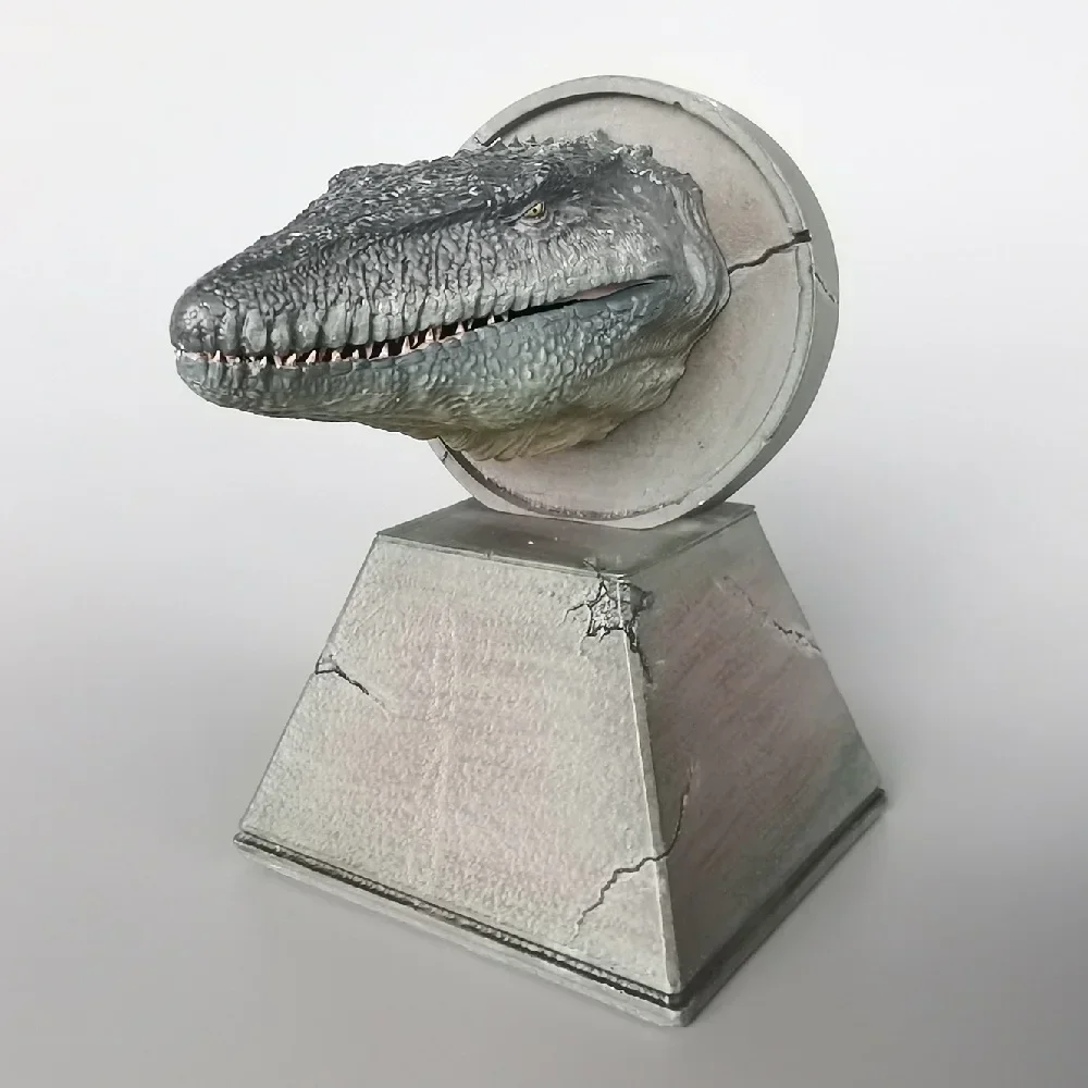 Nanmu Dragon Mosasaurus Lord of Abyss Head Busts Statue With Magnet Model