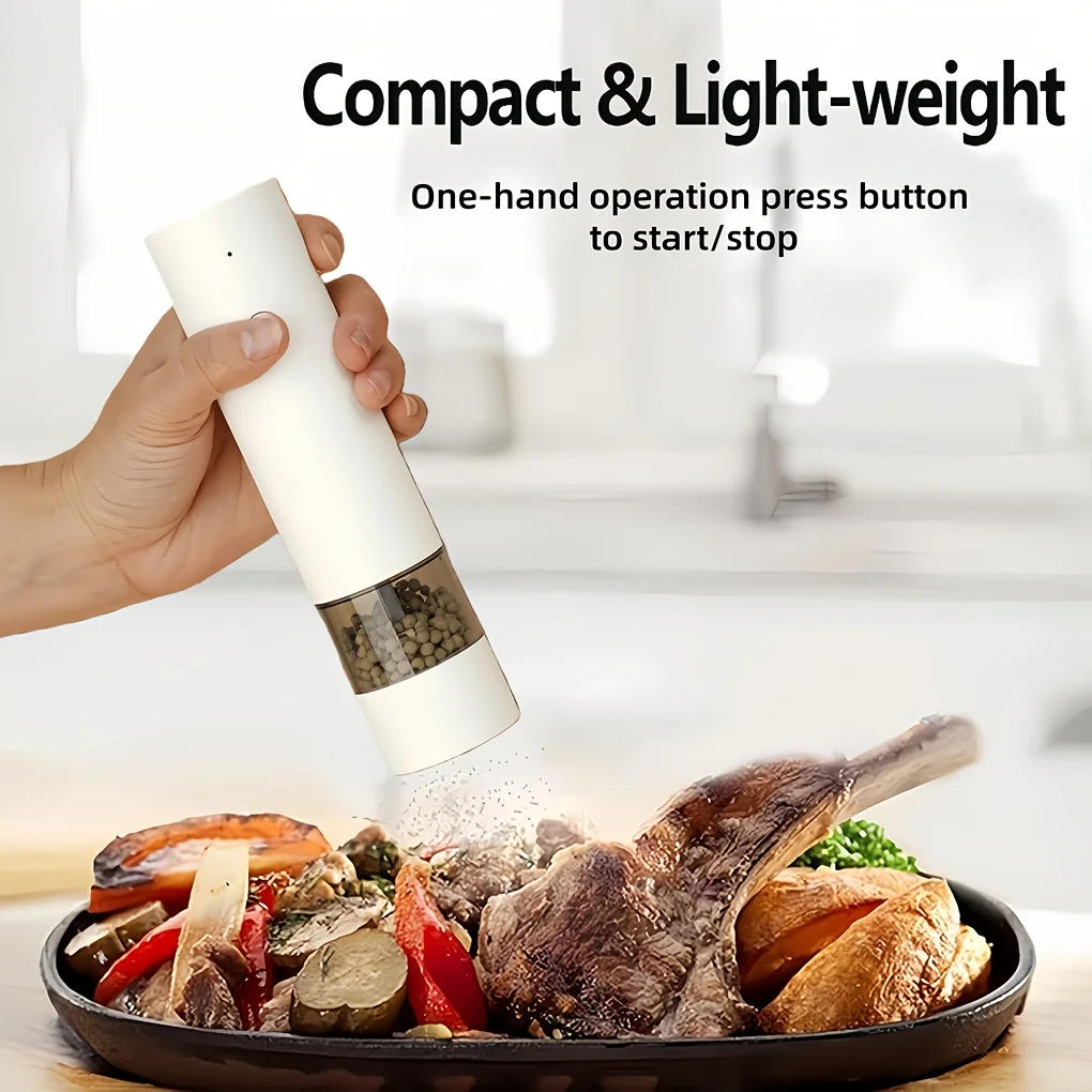 Salt Pepper Grinder USB Rechargeable Electric Adjustable Coarseness Auto Spice Grinders Ground Pepper Powder Peppercorn Sea Salt
