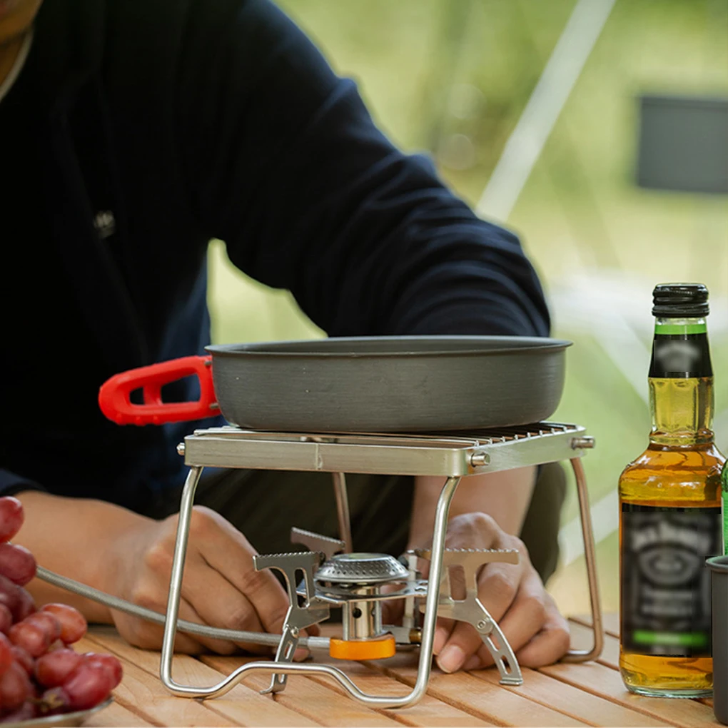 Silver Portable Camping Stove Rust-proof And Easy To Clean User-friendly Folding Fire Grill For BBQ