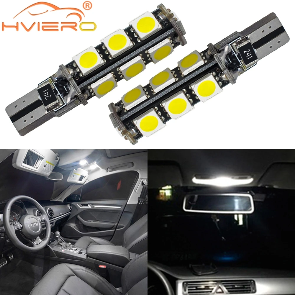 

2/4PCS T10 W5W 13SMD 5050 Auto White 12V Error Parking Bulbs Rear Lamp Cars License Trunk Step Reading Maps Lighting Waterproof