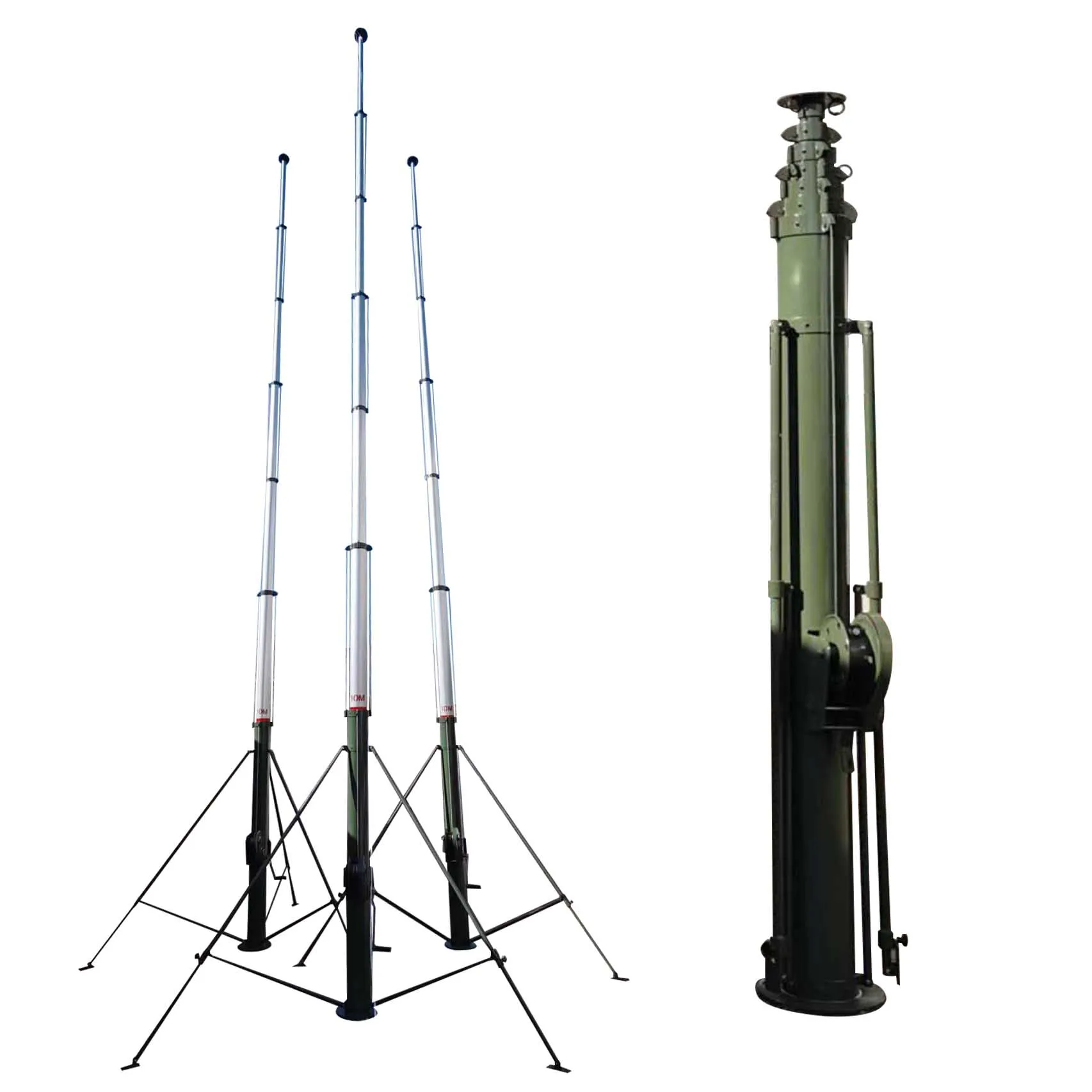 15m Crank up Manual Mobile Satellite Antenna Telescoping Mast Aluminum Alloy 10kg Payload