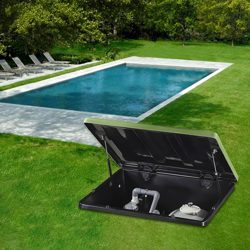 فلتر رمل كوارتز من الألياف الزجاجية بسعر المصنع من العلامة التجارية Pikes مع غرفة آلة لأدوات وإكسسوارات حمام السباحة في الحديقة