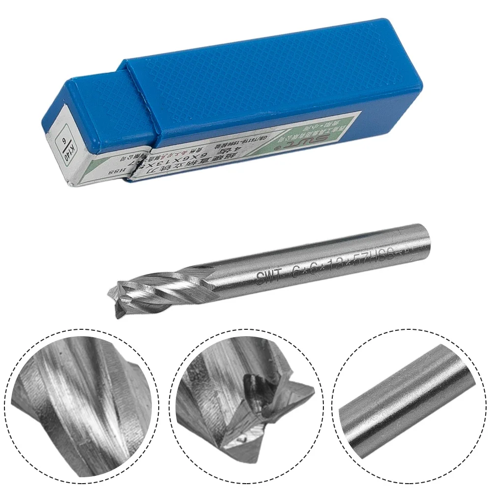 4-Flute HSS CNC Straight Shank End Mill Cutter Drill Bit for 4/6/8/10/12mm Tools with High Abrasion Resistance