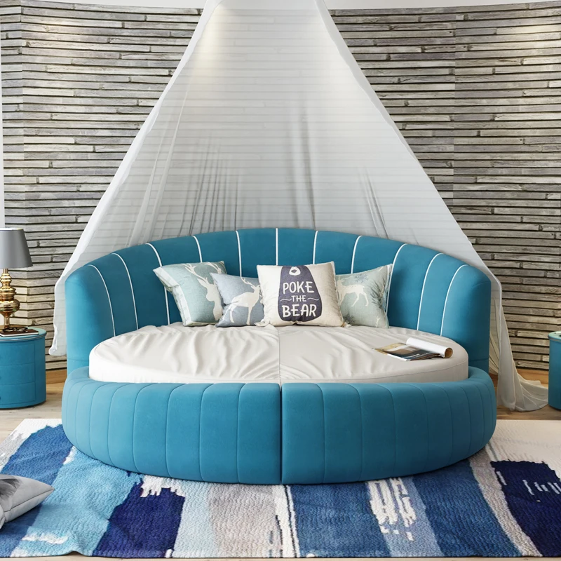 

Cloth bed round bed fun theme hotel big round fashion luxury modern simple double princess bedroom wedding bed