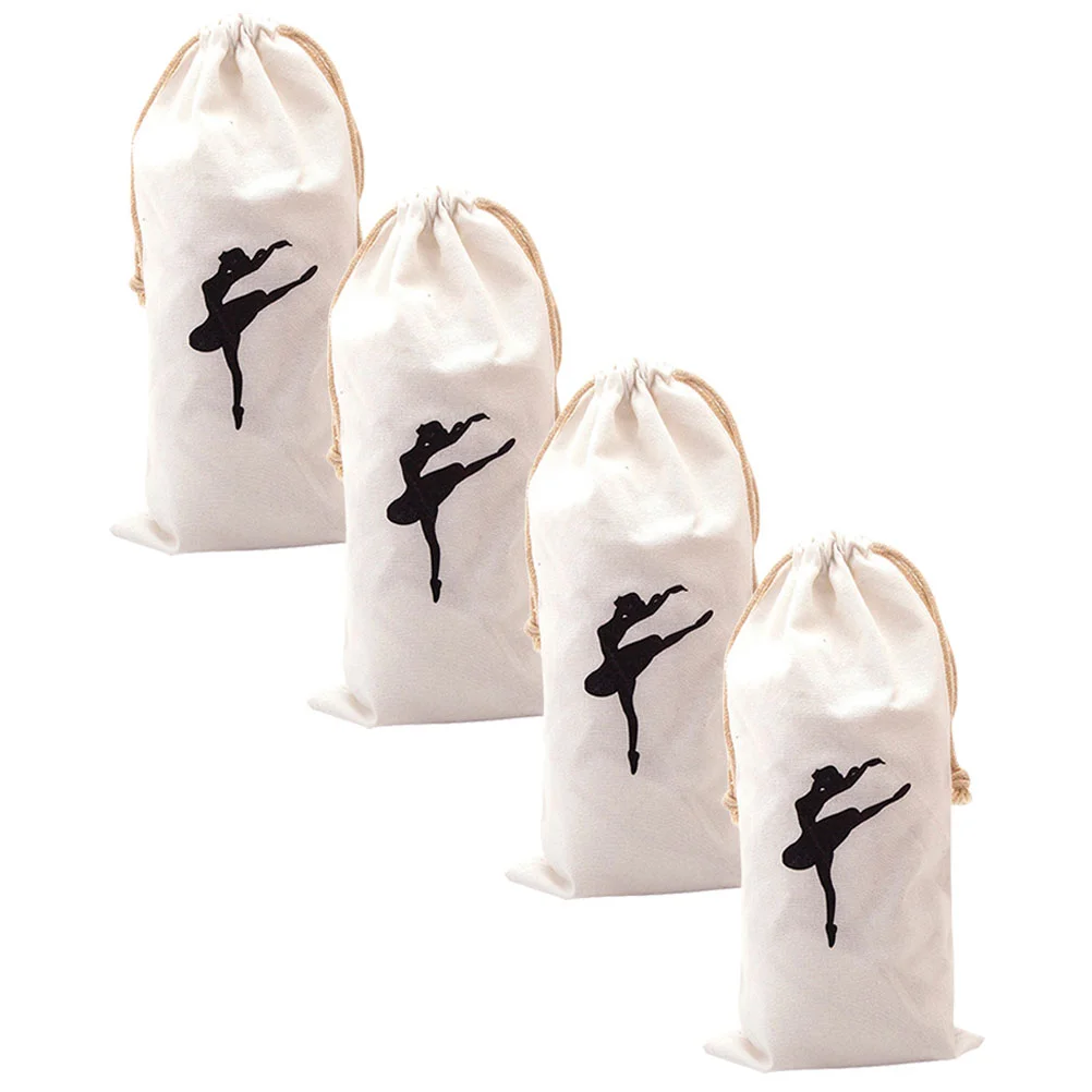 4 Pcs Pouch Canvas Drawstring Ballet Pointe Shoes Storage Bag Dance Accessories Women's for Girls Carrier Bags