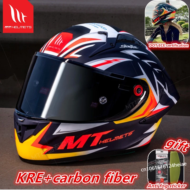 MT Helmet KRE Carbon Fiber Motorcycle Full Helmet Men's Women's Motocross all Seasons Helmet DOT ECE Certification casco moto