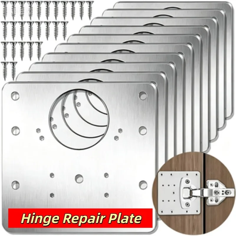 Hinge Repair Plate Kitchen Cabinet Door Hinges Mounting Plate with Screw Flat Fixing Brackets Furniture Hardware Tools