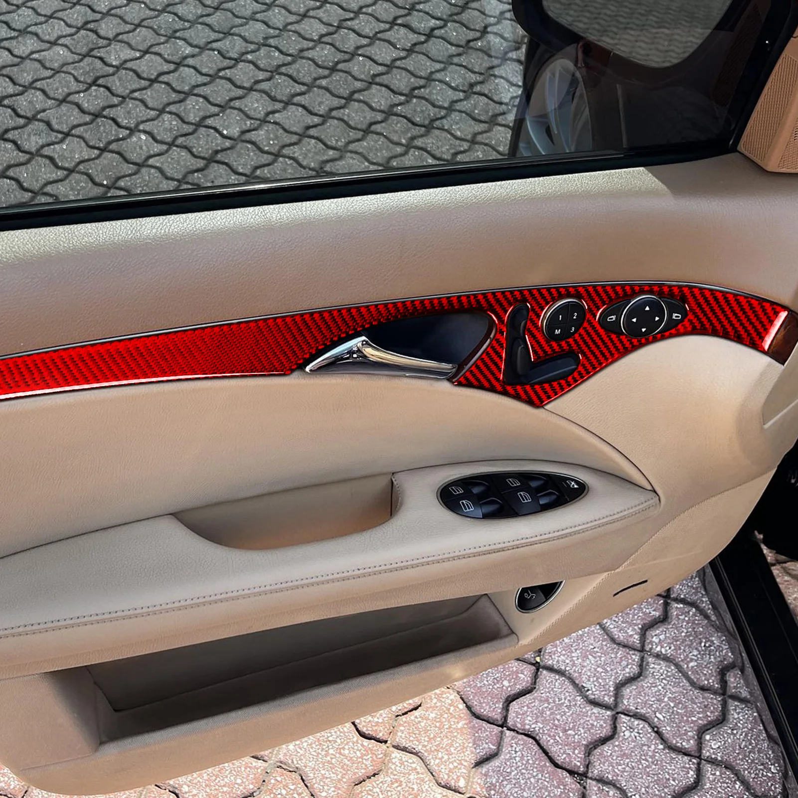 For Mercedes-Benz E-Class W211 2003-2009 Carbon Fiber Front Door Handle Panel  Car Interior Accessorie Modification Trim Sticker