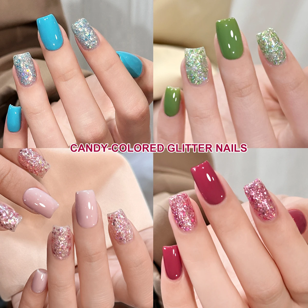 15ML  Sweet Candy Glitter Nail Gel Set Semi Permanent Nail Art Soaking UV LED Nail Salon DIY Nail Salon Gel For Spring