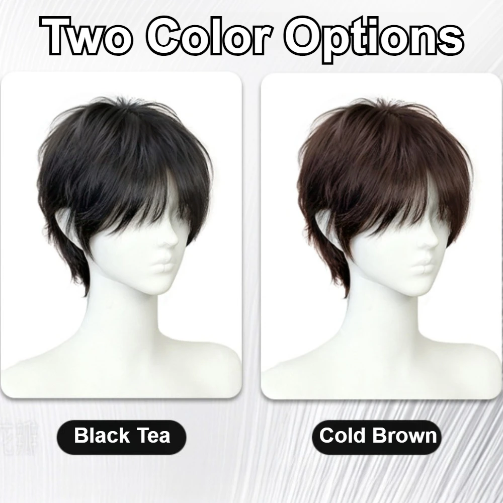 Fluffy Men's Short Wig Korean Fashion Natural Look Heat Resistant Synthetic Hair Wigs for Cosplay Halloween Christmas Daily Wear