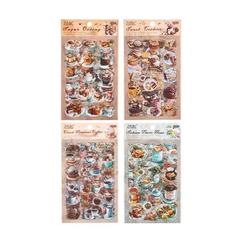 

6Sheets Vintage Stickers Cafe film waterproof handbags materials Background Supplies Account Scrapbooking cut 182*107MM