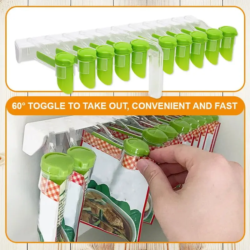 

Hole-free spice bag storage rack Wall Mount Spice Rack Seasoning Bottle Plastic Clip Rack Cabinet Door Hooks Jar Spice Holder To