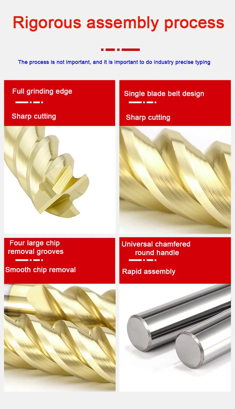 4-Schneiden HRC68 Hartmetall-Schaftfräser aus Wolframstahl, Fräser, CNC-Schneidwerkzeuge für Edelstahl und Titanstahl – Detail 4