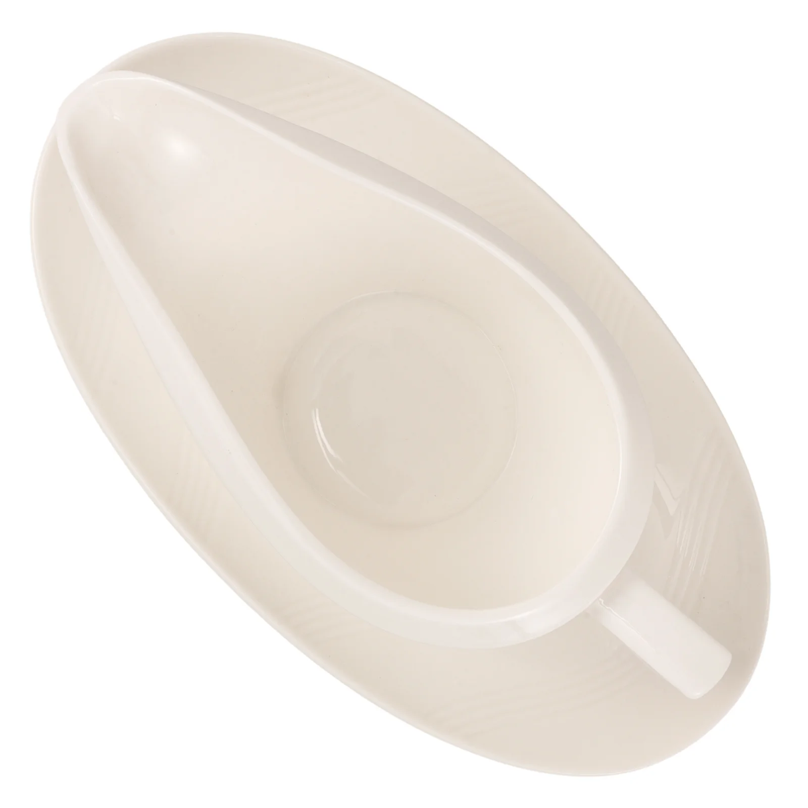 

Ceramic Gravy Boat with Saucer Striped Design Spillproof Sauce Server Dressing Bowl for Salads Bbq Home Restaurant Dining