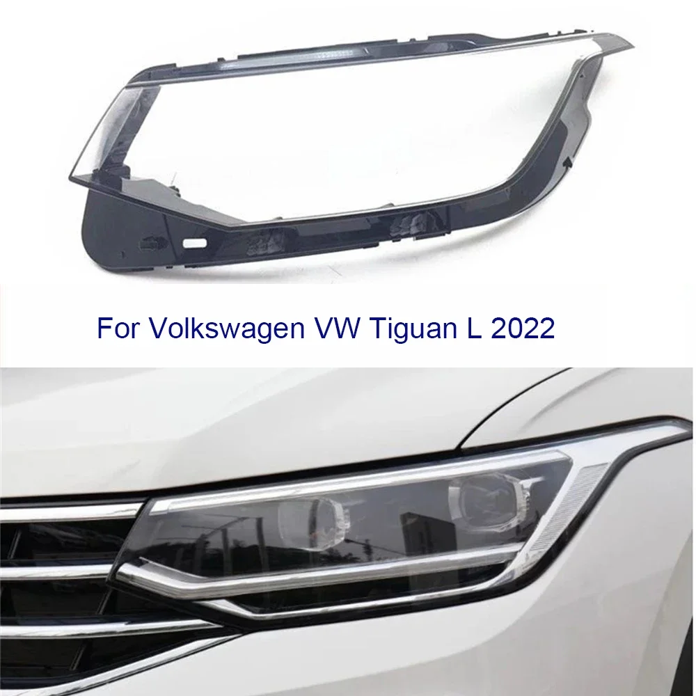HTTCY ل Volkswagen VW Tiguan L 2022 كشافات غطاء للعدسات شفافة المصباح قذيفة استبدال غطاء المصباح الأصلي عاكس الضوء #2