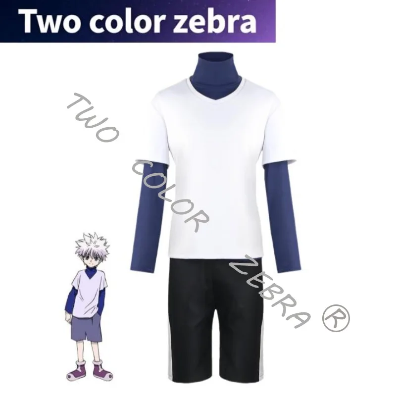 

Аниме Jäger Killua Zoldyck Косплей Kostüm номер 99 Abzeichen Хэллоуин Weihnachts feier Anzug Shirt T-Shirt weiße Perücke