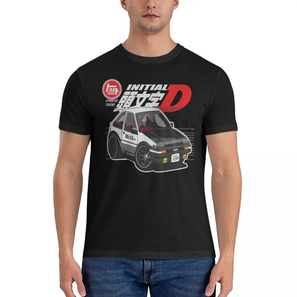 Hip Hop AE86 Initial D -Car Vector Art CARtoon - CARicature T-Shirt Unisex O-neck Short Sleeve Clothes Cotton Clothes