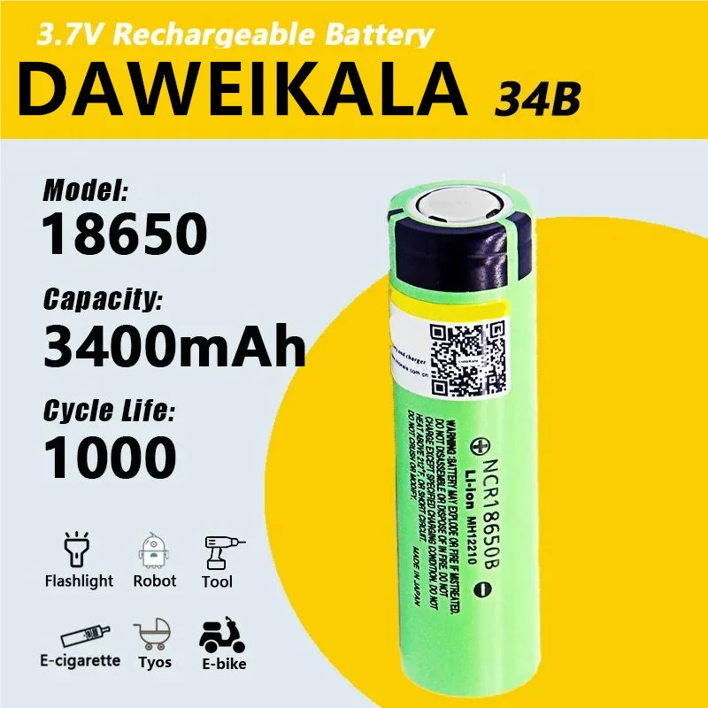 1-40pcs Daweikala 34B 100% New Original NCR18650B 3.7v 3400 mah 18650 3400mAh Lithium Rechargeable Battery Flashlight batteries