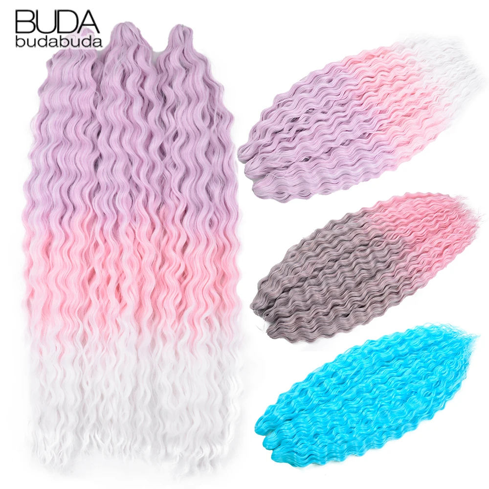 

Волосы Ariel Curl Water Wave Twist Вязание крючком Синтетическая коса для волос Ombre 22-дюймовые афро кудри Глубокая волна Плетение волос Наращивание волос