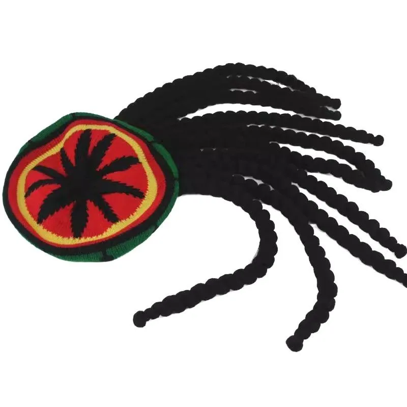 Unisex Knit Braid Hat Men Dreadlocks Wig Bob Marley Caribbean Jamaican Bob Rasta Beanie Cap Hip Hop Cap Fancy Dress Up Headwear - view 5