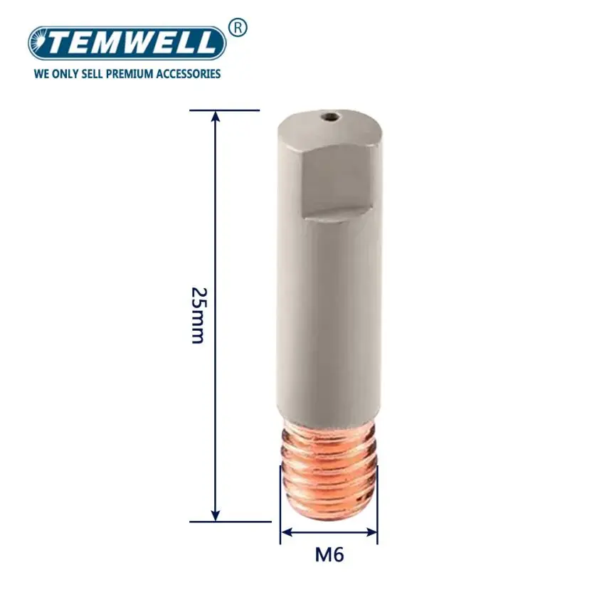 Embouts de Contact de Soudage MB 15AK, Nouveau Revêtement, Protection, 25mm M6, Buse à Gaz, 0.8mm-1.2mm, Torche de Soudage MIG, Pièces d'Outils, 10 Pièces