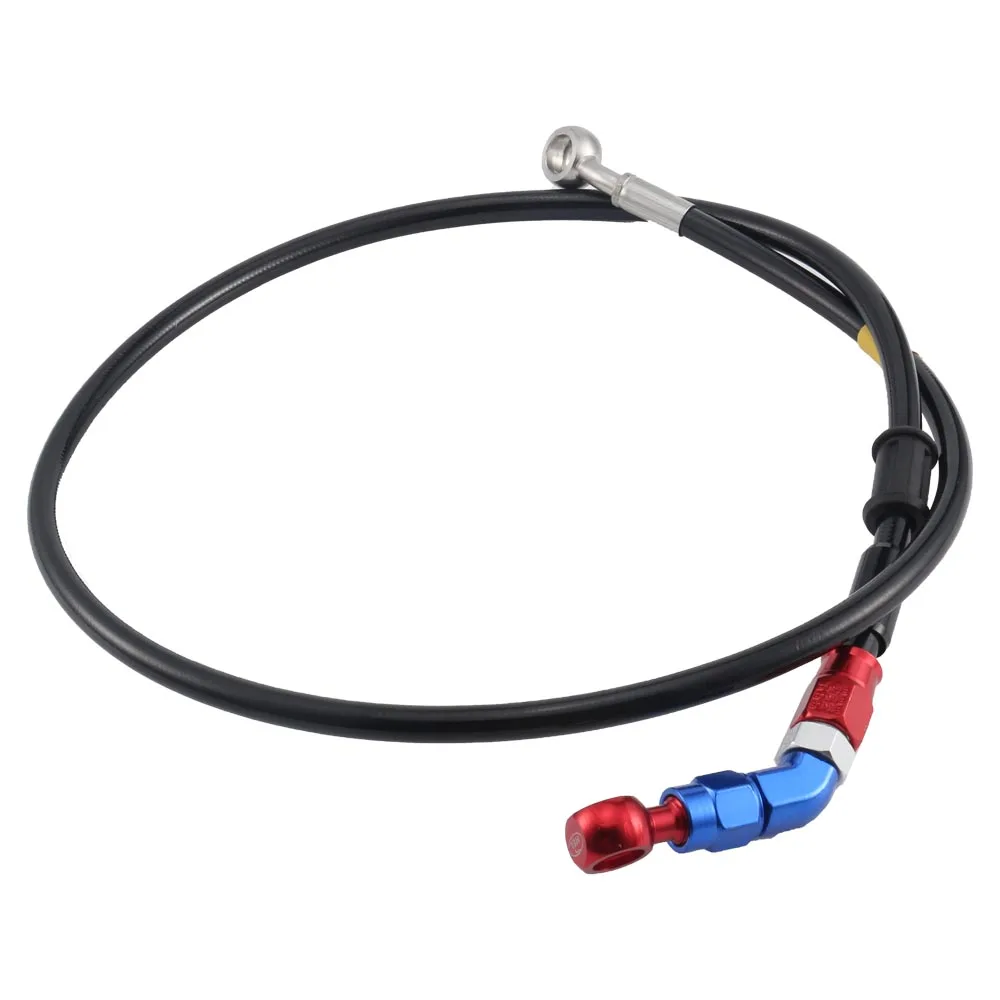 Motorcycle Brake Clutch Oil Hose Braided Steel Tube Pipe Line Cable 90cm Red Blue Bent Extend/28° Connector for Motorbike Spare