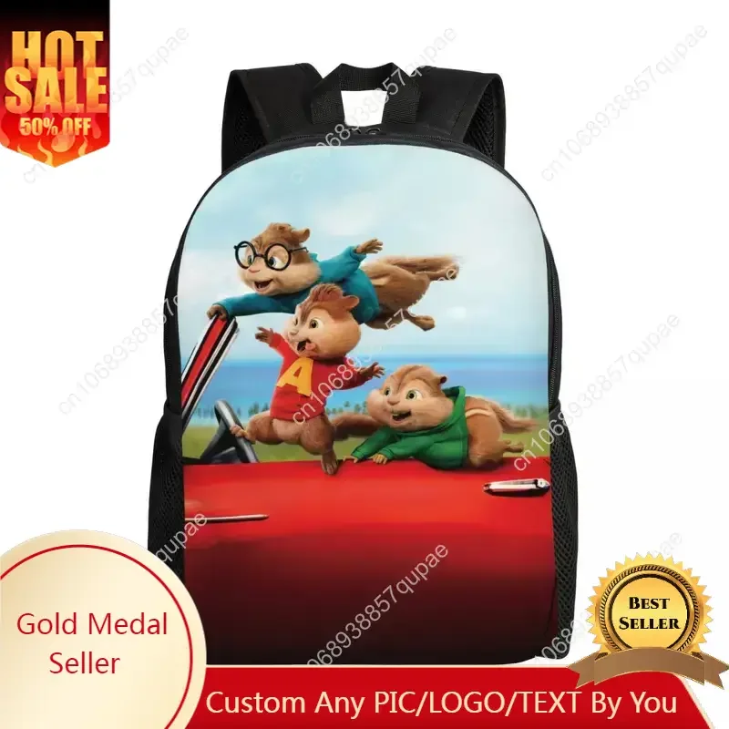 Mochilas personalizadas de Alvin Seville Anime para hombres y mujeres, mochila escolar para estudiantes universitarios, se adapta a portátiles de 15 pulgadas, bolsas de Manga Chipmunks