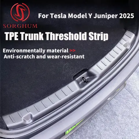 SORGHUM TPE 트렁크 임계 값 스트립 Tesla New Model Y Juniper Launch 2025 카고 방지 스크래치 보호기 인테리어 액세서리