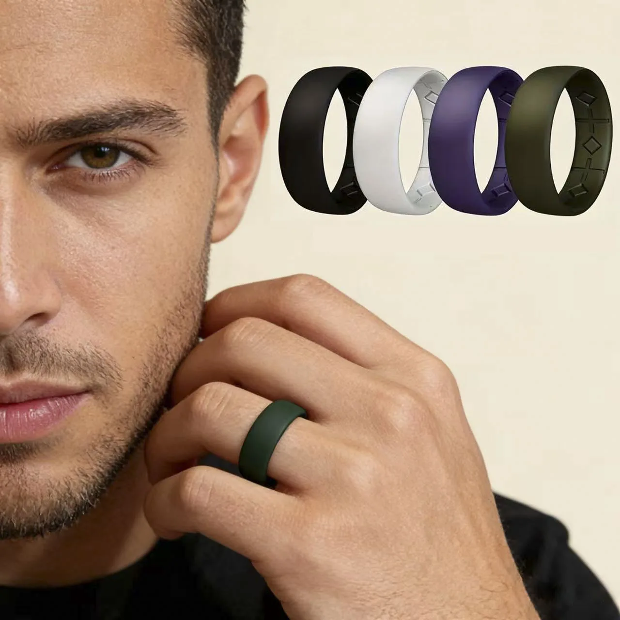 Minimalist Black Silicone Ring for Men