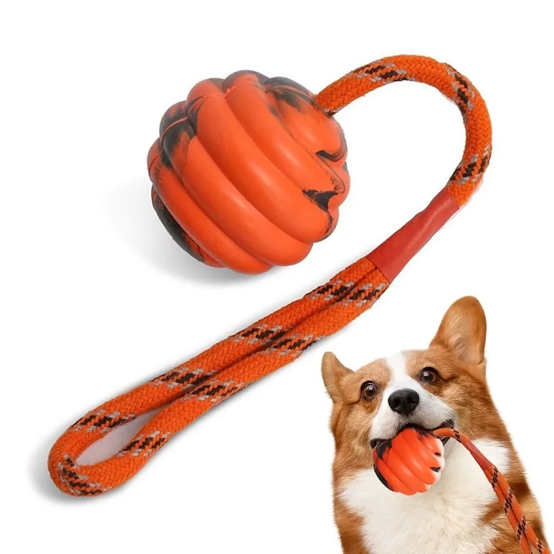 Dog Ball Toys Bouncy Rubber Ball Chew Toys Pet Dog Toy Ball with String Interactive Toys for Big Dog Puppy Games Toys