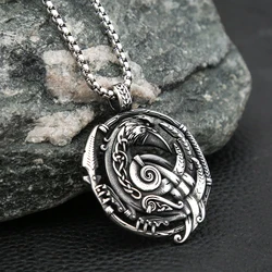 Vintage Trend Nordic Viking Odin Raven Pendant Punk 316L Stainless Steel Animal Necklace for Men Women Jewelry Gift Wholesale