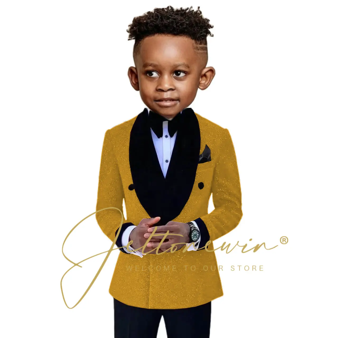 

Shiny Gold Blazer Boys' suit sets Double Breasted Formal Suit child Evening dress performance clothing boys wedding dress Tuxedo