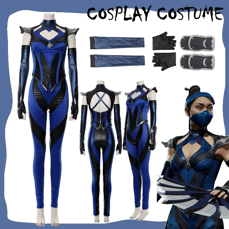 Game Mortal Kombat Kitana Cosplay Costume Gloves Hand Props Tops Pants Full Set Women Disguise Roleplay Outfits Halloween Suits