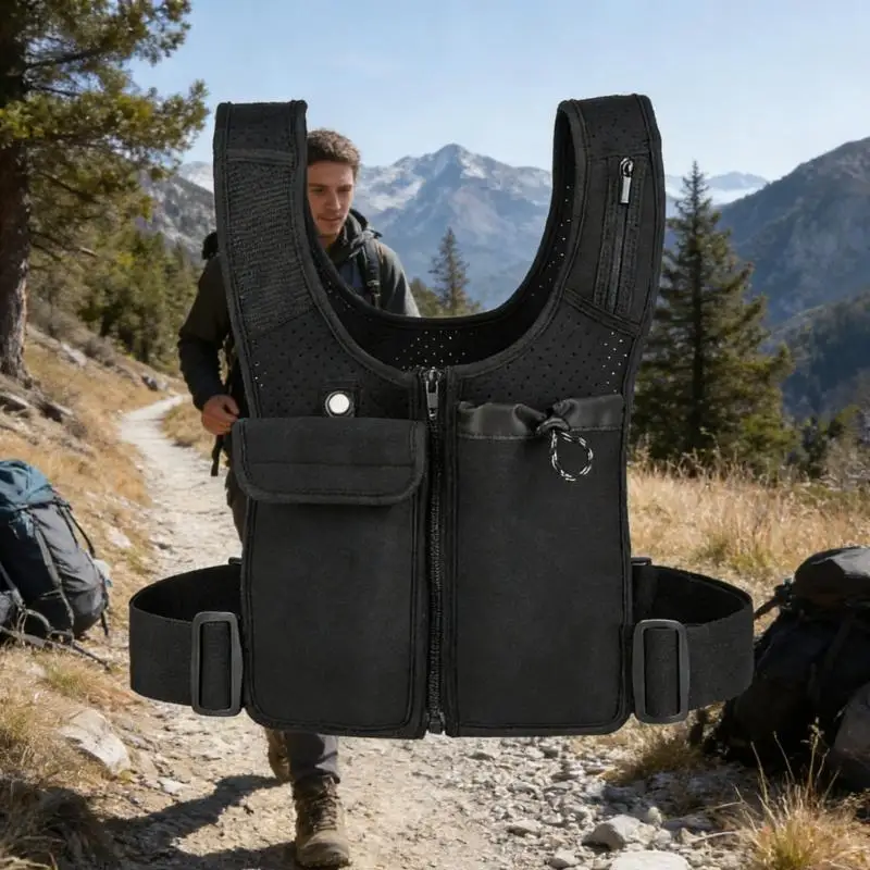 

Унисекс, дышащий сетчатый жилет, нагрудные сумки для бега с регулируемыми пряжками для бегунов, ночных прогулок 24BD