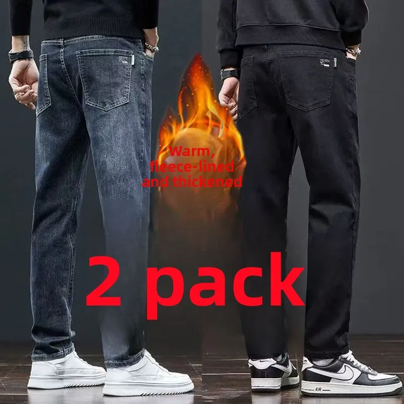 

Удобные эластичные джинсовые джинсы в американском стиле ретро, мужские свободные прямые джинсы, осенние новые длинные модные брюки из хлопка со средней талией