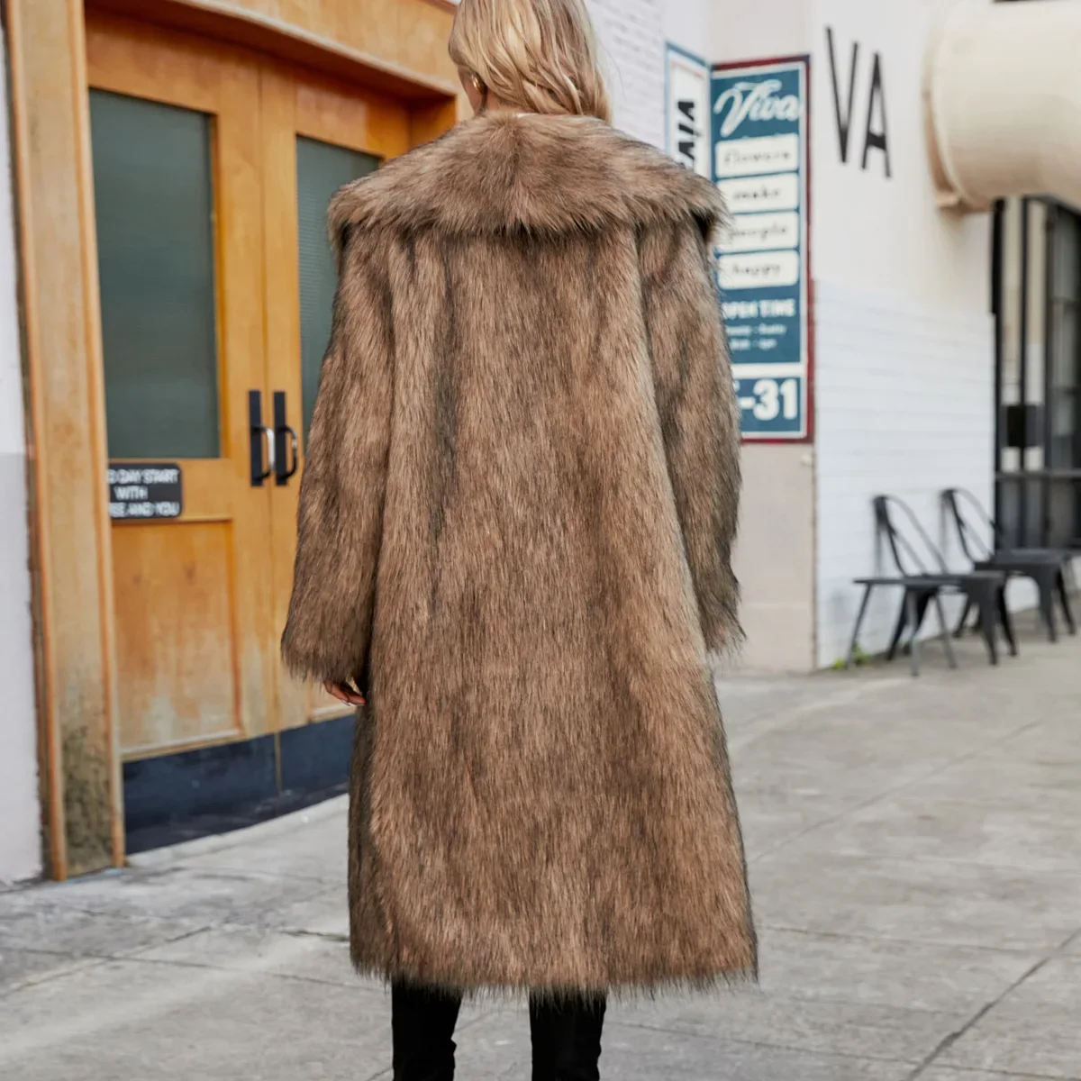 Casaco longo com pele de raposa falsa feminina, pele de imitação, jaquetas casuais, novas, outono e inverno