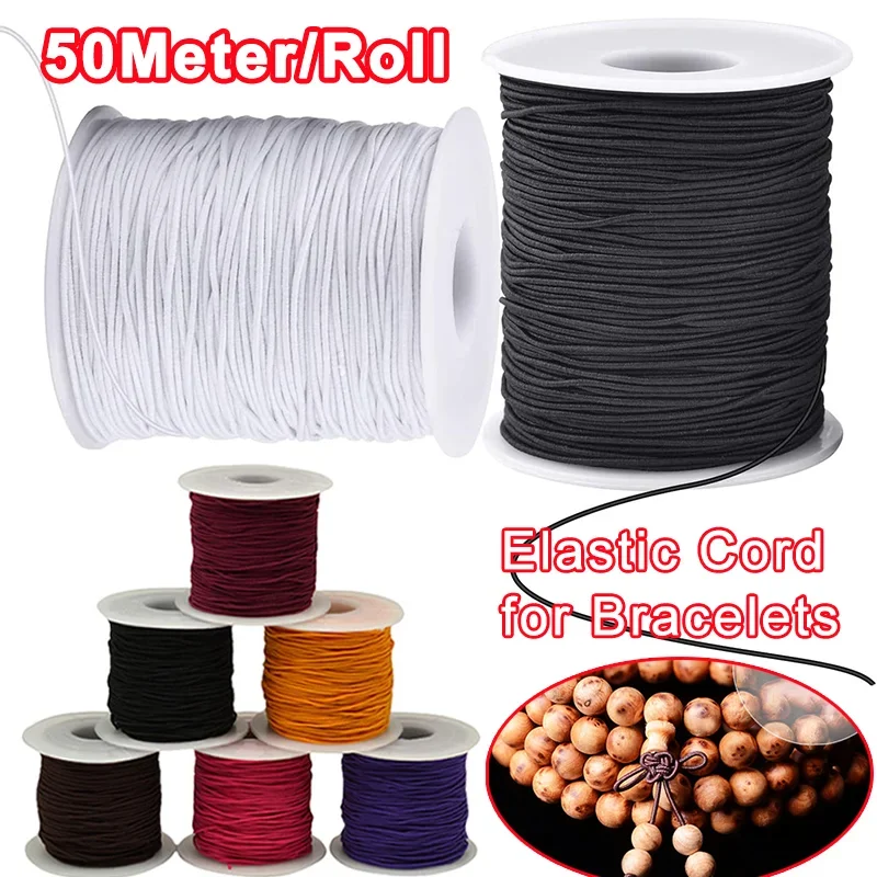 

50M/Roll Elastic Cord 1mm Stretchy String Sturdy Bracelet String Elastic String for Bracelets Jewelry Making DIY Crafts Beading