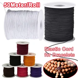 Cuerda elástica resistente para fabricación de joyas, cuerda para pulsera, manualidades DIY, abalorios, rollo de 50M, 1mm