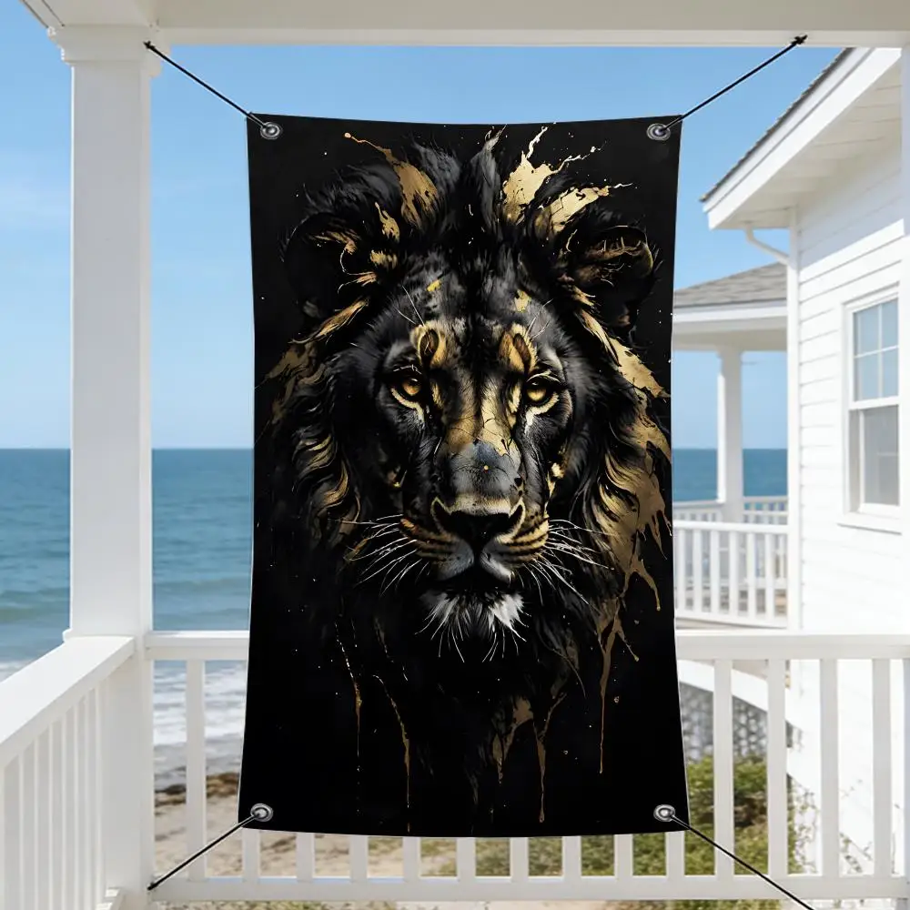 Totem-Design B-Black G-Gold E-Eagle L-Lion Flags Cozy Home Flag 4 Grommets Anti-Wrinkle Waterproo  Indoor