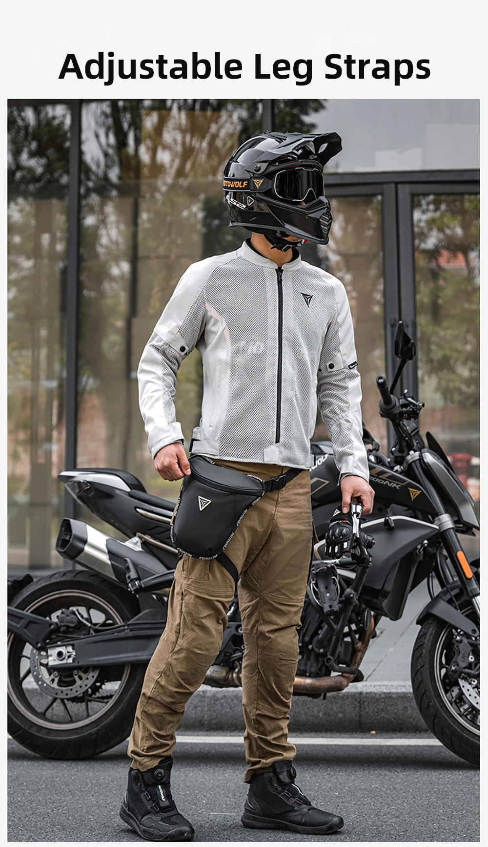 Riñonera para motocicleta, bolsa impermeable para pierna y bicicleta, ligera, informal, para montar en el muslo, deporte
