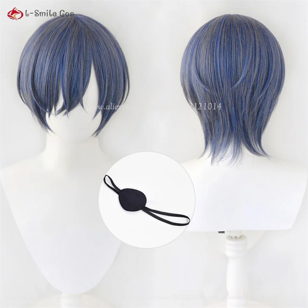 Ciel Phantomhive Cosplay Wig Grey Blue Purple Short Wig For Ciel Smile Anime Cosplay Wig Heat Resistant Synthetic Hair Halloween