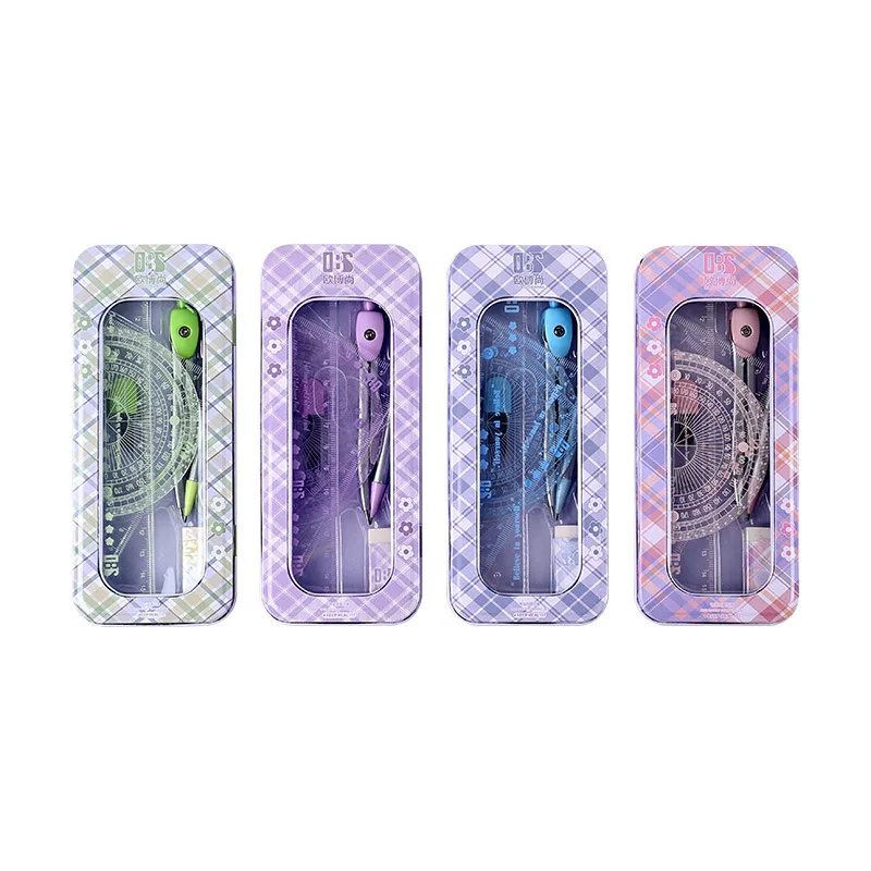 Conjunto de régua de bússola para estudantes, 8 peças, régua triangular, placa triangular, escola primária, conjunto de matemática