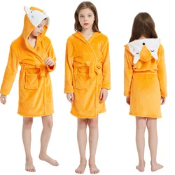 Cotton Girls Boys Robe Bath Towel Cartoon Hoodies Children Sleepwear Bath Blanket Kids Soft Bathrobe Pajamas Kids Clothing